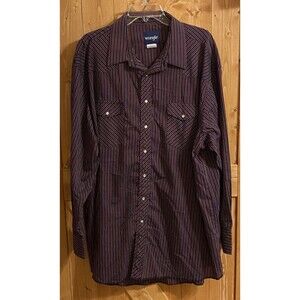 Vintage Wrangler Brushpopper Pearl Snap Shirt 3XL Tall Men’s Western Rodeo
